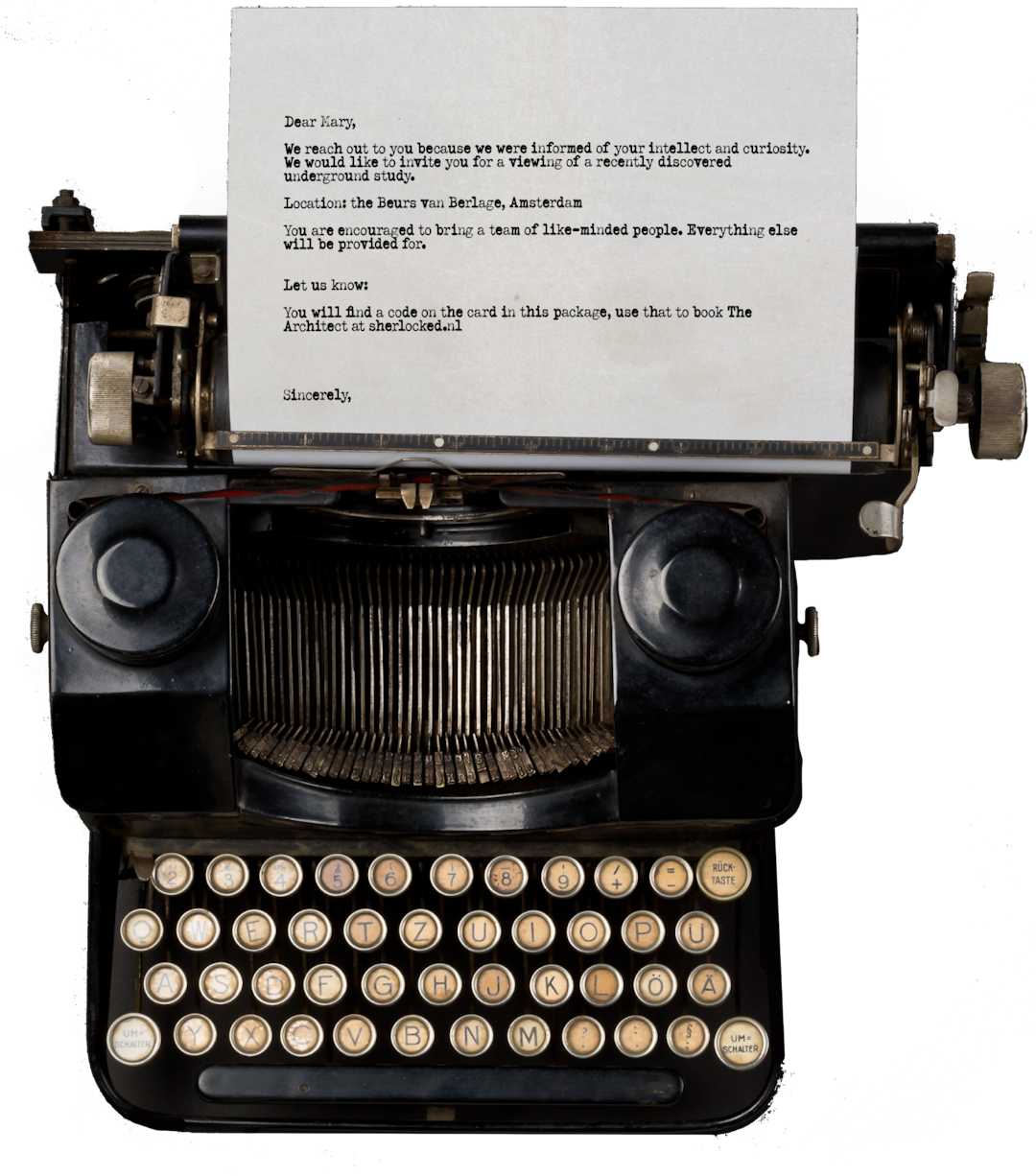 typewriter with a letter